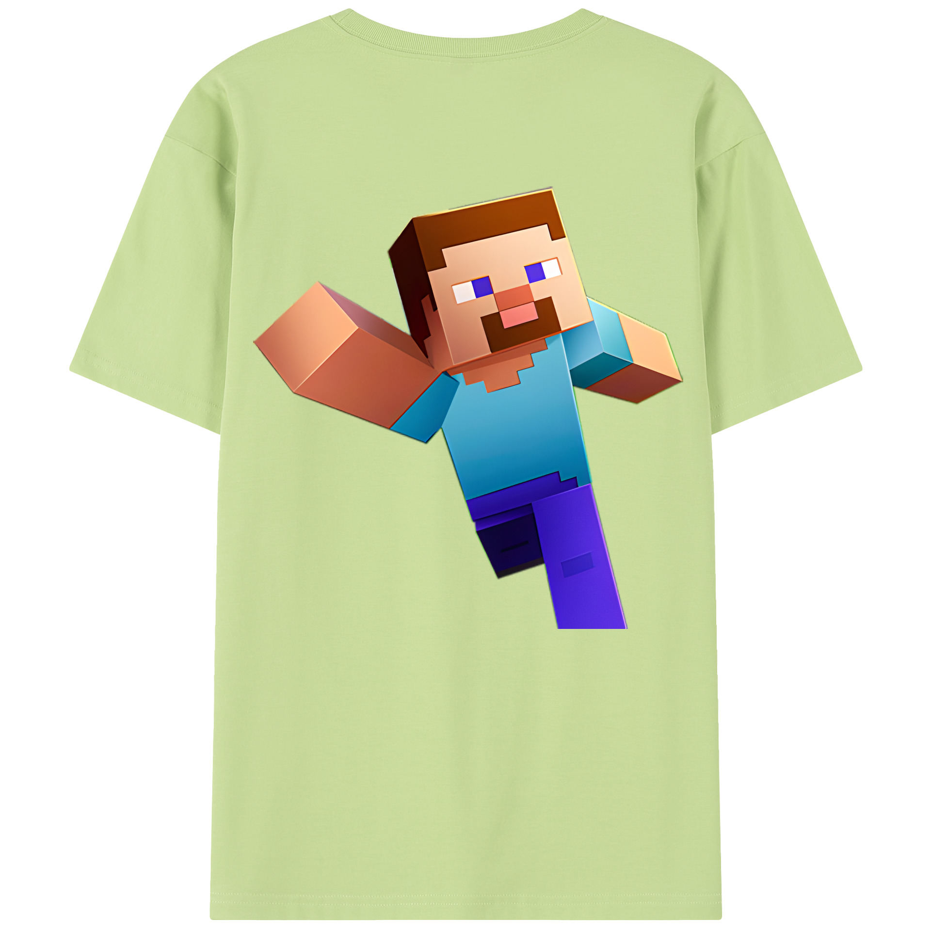 （画像用） マインクラフト ブロックの世界 Minecraft MC Block world 綿100％半袖Tシャツ（背面プリント）